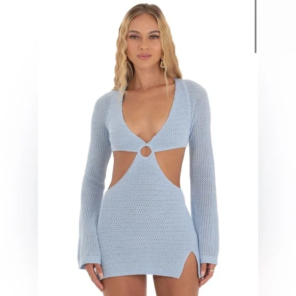 lucy in the sky crochet dress Crochet Cutout Maxi Dress in White